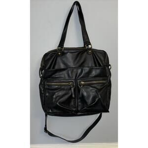 Vintage Jaye Hersh Hollywood Intuition Black Faux Leather Tote Bag School Work